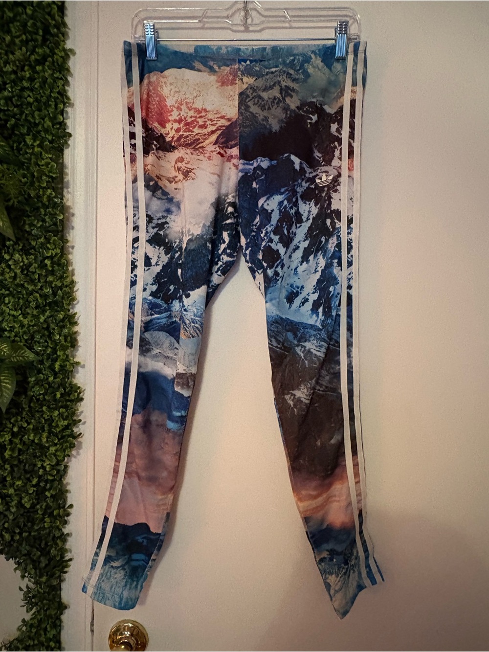 adidas Multicolor Mountain-Print Leggings with Side Stripes